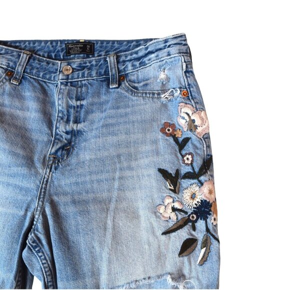 Abercrombie & Fitch Annie High Rise Girlfriend Jeans Sz 28 6s Distressed Floral - Picture 6 of 11